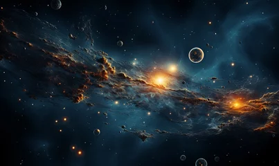 Foto op Plexiglas Majestic Space Scene With Planets and Stars © uhdenis
