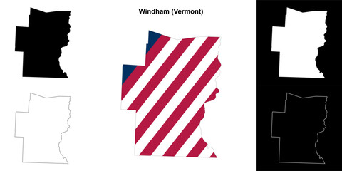 Windham County (Vermont) outline map set