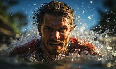 Person Swimming Closely in Water