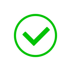 Green tick in circle icon. Green checkmark sign icon in round. OK or Yes outline symbol PNG