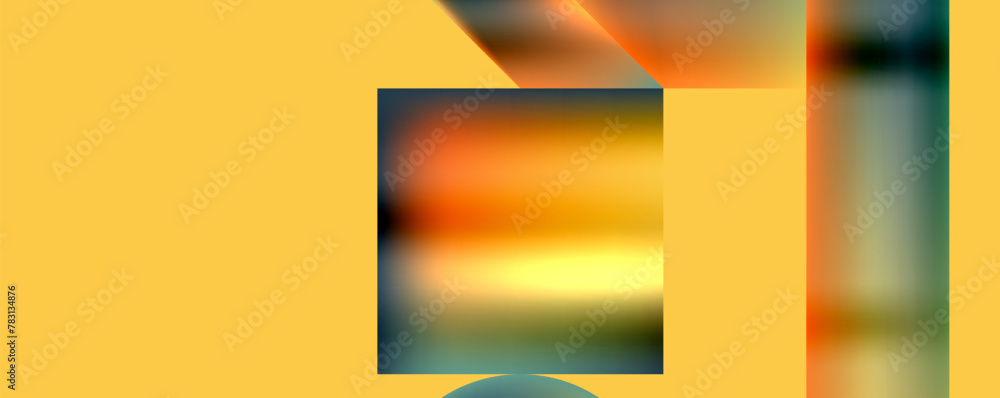 Aufkleber a yellow background with a blue square in the middle