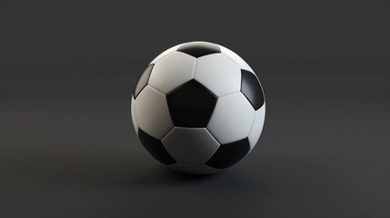 Naklejka premium A classic black and white soccer ball on a dark gray background. Generative AI