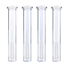 Four Clear Glass Test Tubes in a Row, Concept of Scientific Research and Laboratory Analysis.
