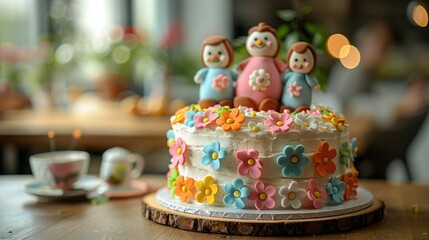 Fototapeta na wymiar Lovingly Crafted Cake Adorned with Colorful Sprinkles and Heartfelt