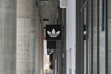 Obraz premium signs at adidas Originals Store, a sportswear store, located at The Well shopping center, 486 Front Street West in Toronto, Canada