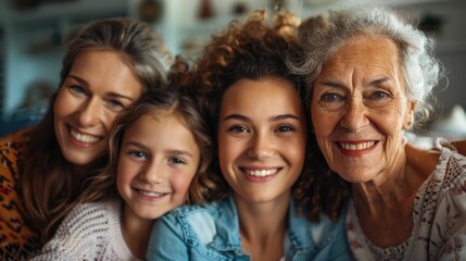 Celebrating Familial Bonds Across A Heartwarming Portrait of Grandmothers and Granddaughters Embracing