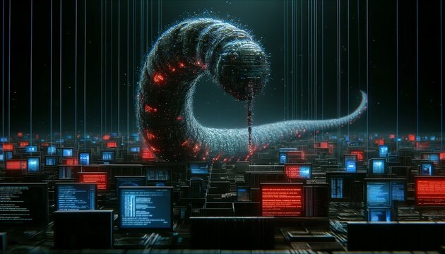 3D Image of a 'Worm' in Cybersecurity