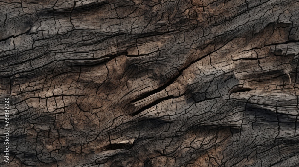 Aufkleber generative ai rugged and furrowed texture of tree bark.