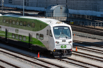 Fototapeta premium Go Transit train in Toronto, Canada