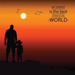 Fototapeta premium Father giving son ride on back . Portrait of happy fathers day.