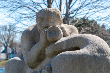 Obraz premium stone sculpture by E B Cox installed at Garden of the Greek Gods (Exhibition Place, Toronto, Canada)