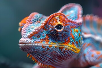 Chameleon Camouflage: Nature's Color Mastery. Concept Nature, Chameleons, Camouflage, Color Mastery, Adaptation - obrazy, fototapety, plakaty