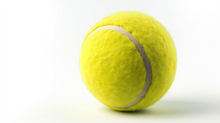 Close-up of a Yellow Tennis Ball on White Background. Generative AI