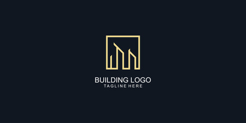 Simple building logo design with modern concept| premium vector