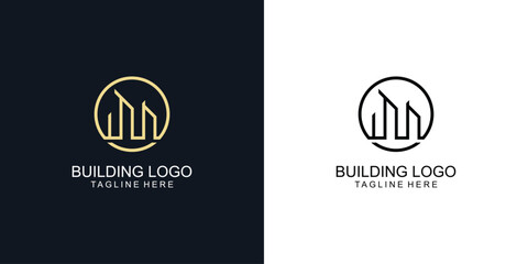 Simple building logo design with modern concept| premium vector