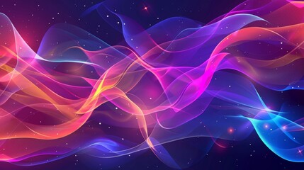 The background is a colorful abstract modern with transparent smoke effects