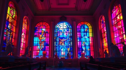 stained glass window in cathedral or church windows very colorful