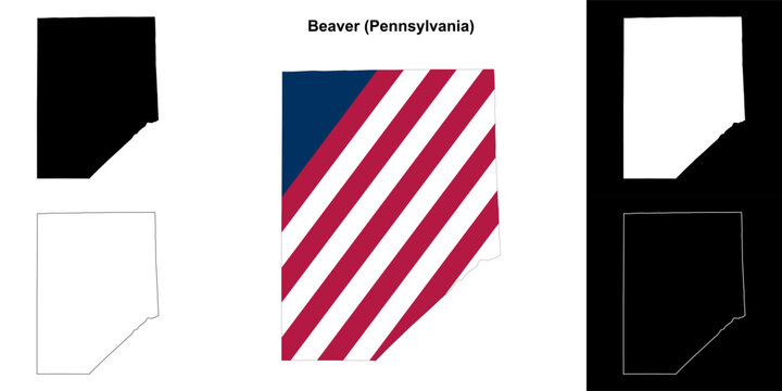 Beaver County (Pennsylvania) outline map set