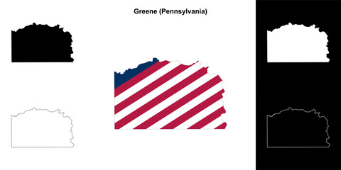 Greene County (Pennsylvania) outline map set - obrazy, fototapety, plakaty