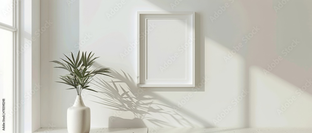 Wall mural White frame mockup on white wall, 3:4 ratio, 30x40 cm, 18x24