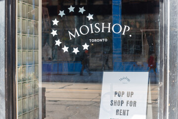 Fototapeta premium display window of moishop located at 1196 Queen Street West in Toronto, Canada