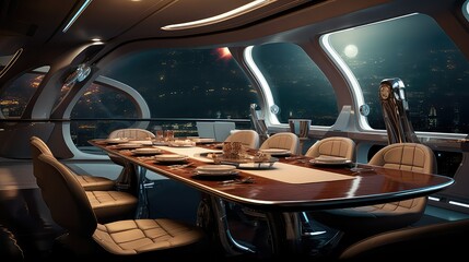 Fototapeta premium spacious space ship interior