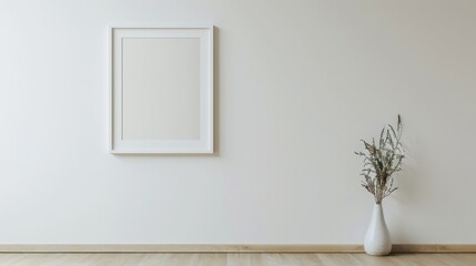 white frame with green leaf