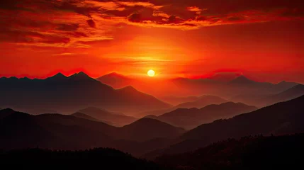 Foto op Plexiglas mountainous horizon sun © vectorwin