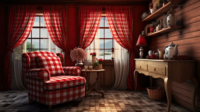 charm dark red gingham pattern