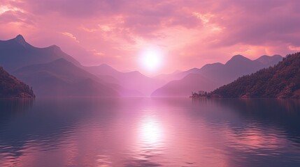 lake vaporwave sun