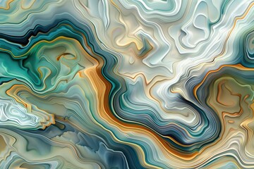 Obraz premium Abstract painting with blue, green, and yellow swirls.