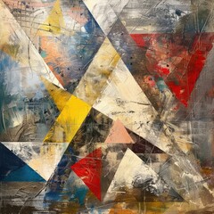 Abstract expressionist triangles in action painting style