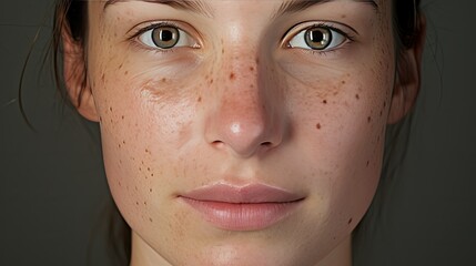 cheeks brown spots on face - obrazy, fototapety, plakaty