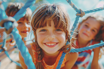 Cheerful children in playground