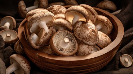 close raw champignon mushroom
