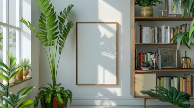 mockup frame empty with plants