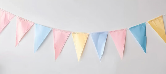 Obraz premium Paper party flags for decoration and covering on white background