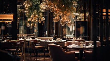 Fototapeta na wymiar restaurant blurred interior luxury