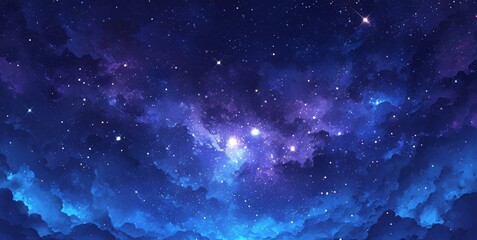amazing blue and purple nebula background, stars, fantasy - obrazy, fototapety, plakaty