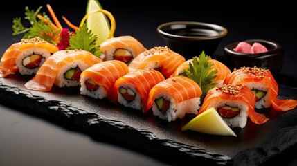 sushi food dark background