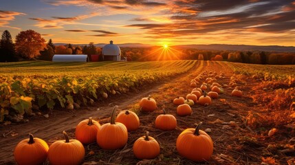 pumpkins autumn oranic farm - obrazy, fototapety, plakaty
