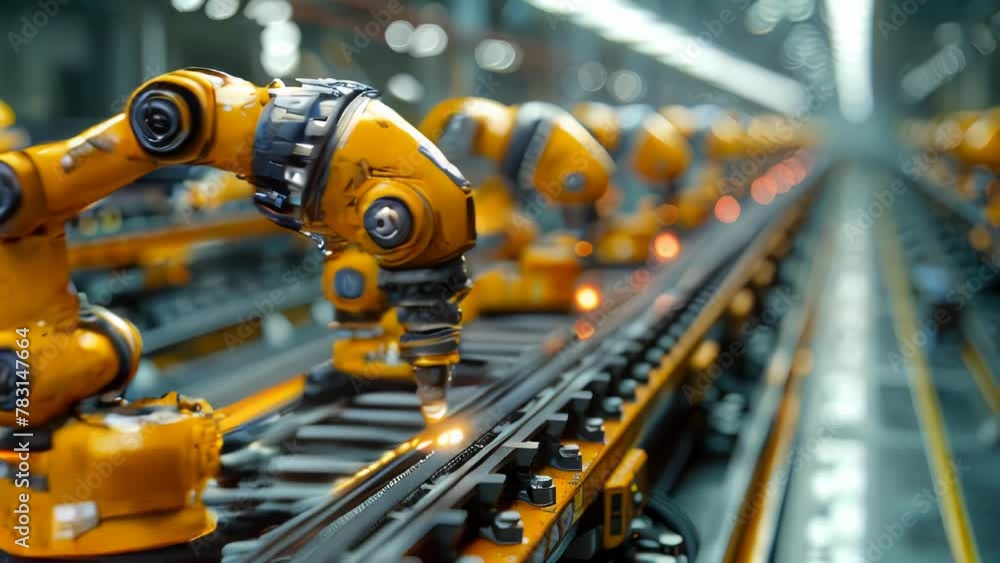 Aufkleber robotic arms working on assembly line in factory. concept of artificial intelligence for industrial 