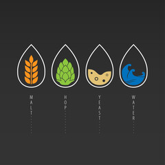 beer ingredient icon in simple graphic