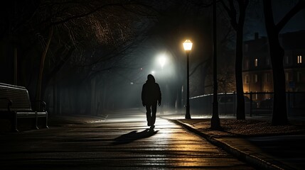 figure walking in the dark