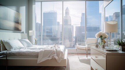 luxurious blurred downtown apartment interior
