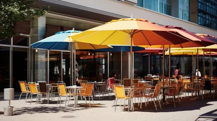 Foto op Canvas vibrant sun umbrella © vectorwin