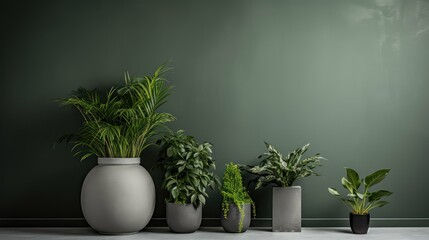 potted grey and green background