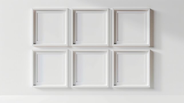 white wall with 6x frames 