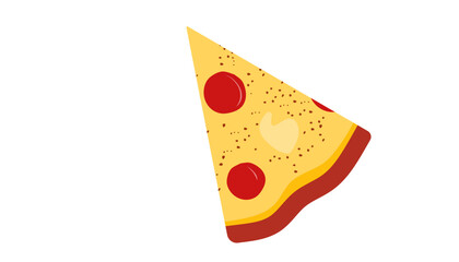 Vector design of pizza slice, red and yellow cheese.