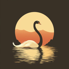 Fototapeta premium a flat silhouette of a graceful swan сreated with Generative Ai